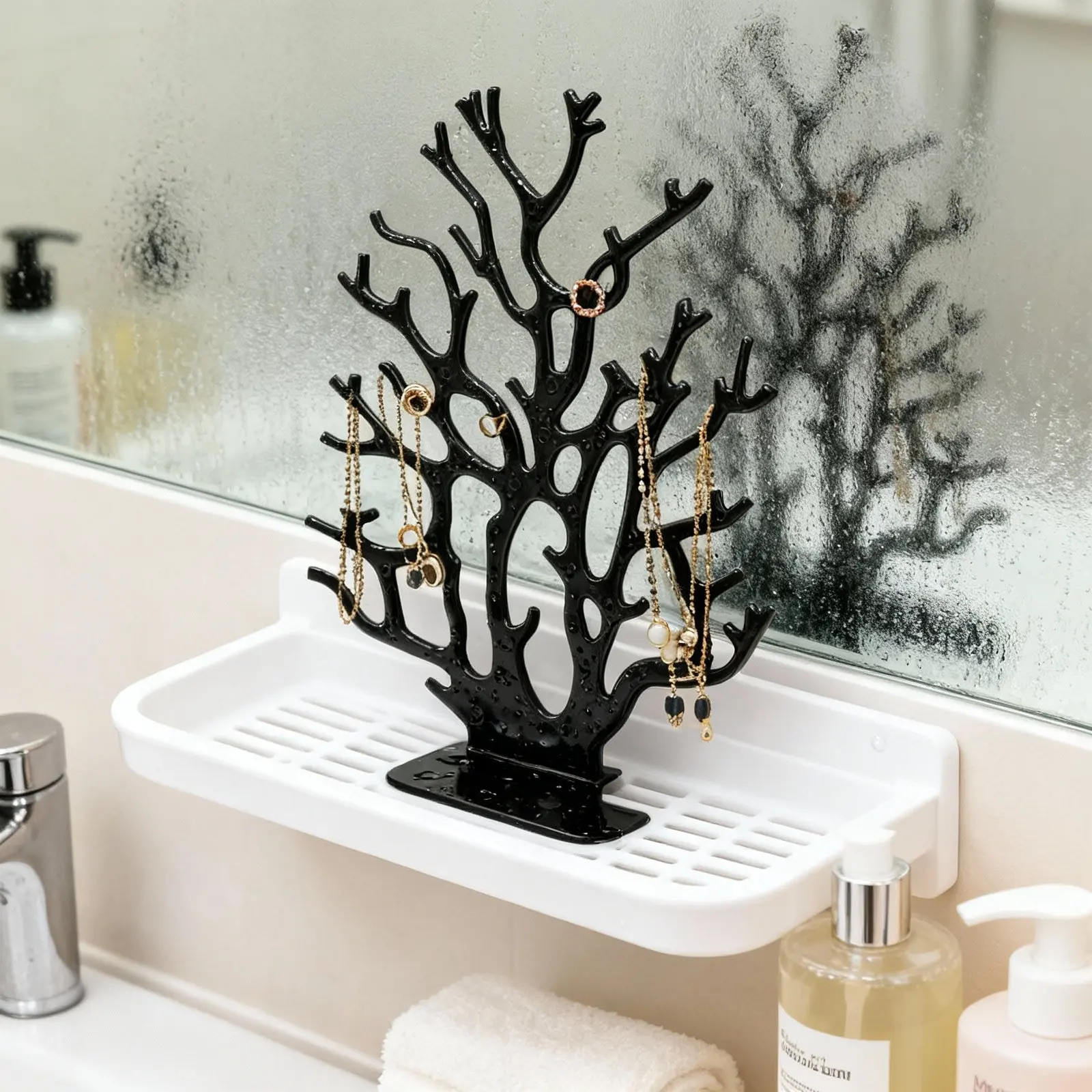 

Elegant Coral Style Jewelry Display Stand for Earrings Bracelets Necklaces Rings Vertical Organizer Desktop Bathroom Bedroom