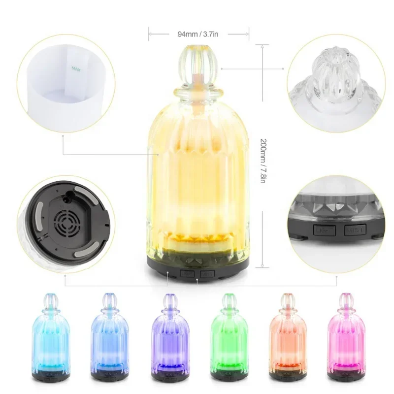 Ultrasonic Fragrance Luxury Glass Scent Humidifier Aromatherapy Machine Air Essential Oils Aroma Diffusers