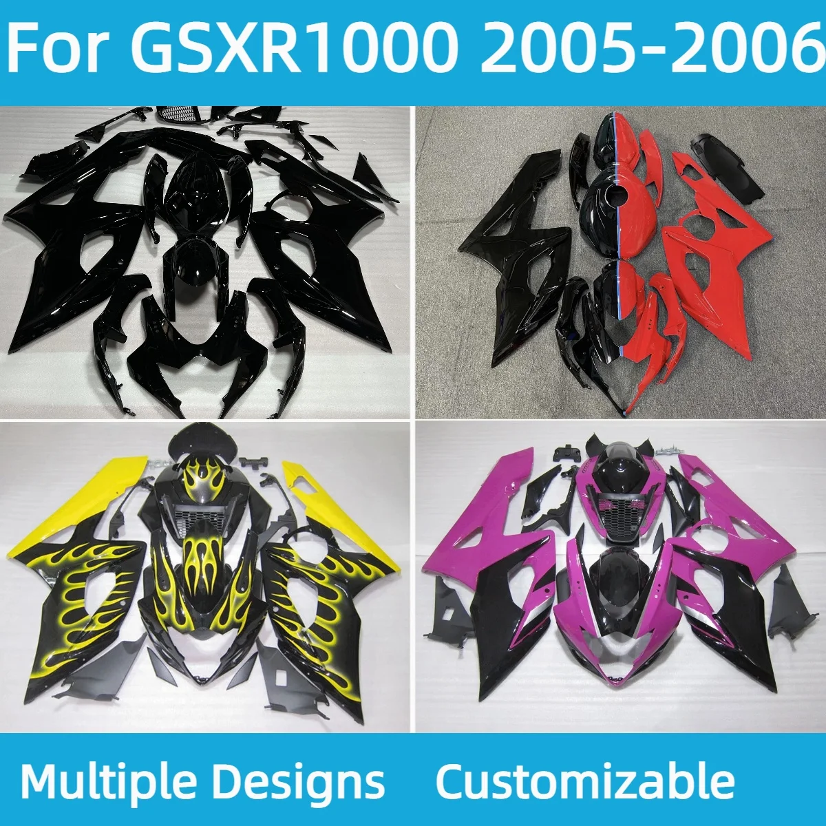 GSXR1000 2005 2006 ABS Plastic Fairings for GSXR 1000 05 06 Complete Body Plastics Kit Covers Fairing