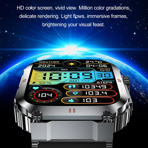 Imagen 2 del producto 2026 nuevo reloj inteligente militar GPS para hombres 1,91 ""pantalla AMOLED IP68 impermeable rastreador de actividad/deporte BT llamada relojes inteligentes