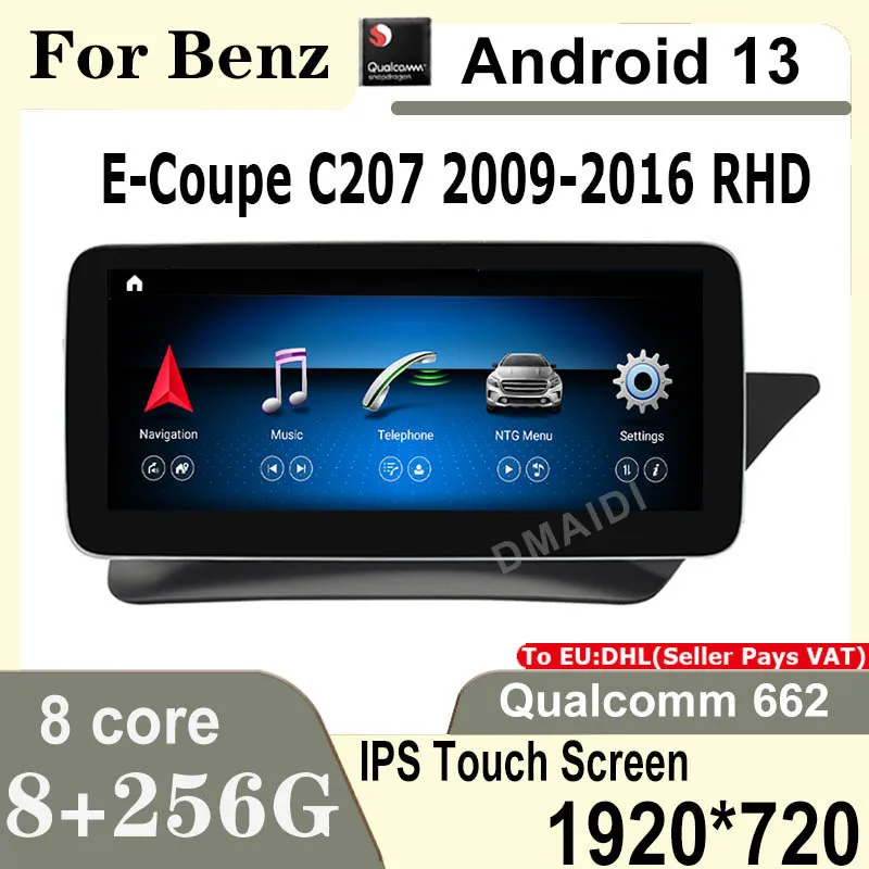 Car Multimedia Player For Mercedes Benz E Coupe 2-Door C207 E207 RHD Factory Price Qualcomm Android 13 Auto Radio Stereo Video