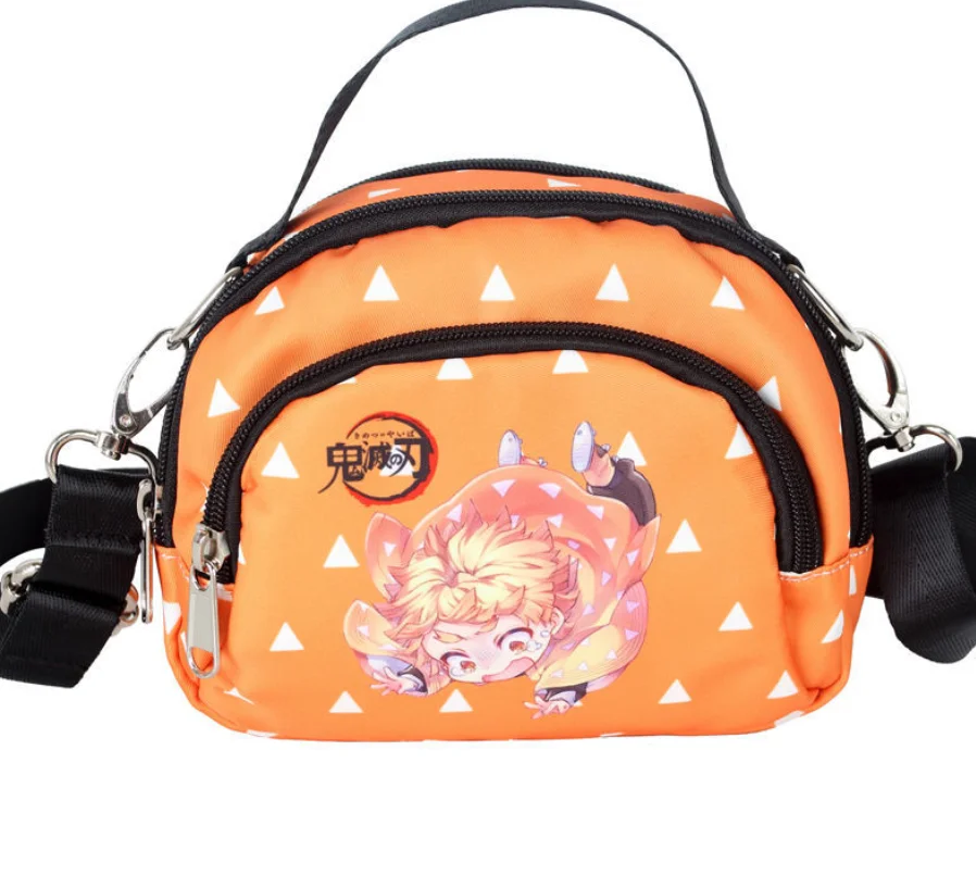 Anime Demon Slayer Kamado Tanjirou Agatsuma Zenitsu Hashibira Inosuke Cartoon Printed Canvas Messenger Bag Knapsack