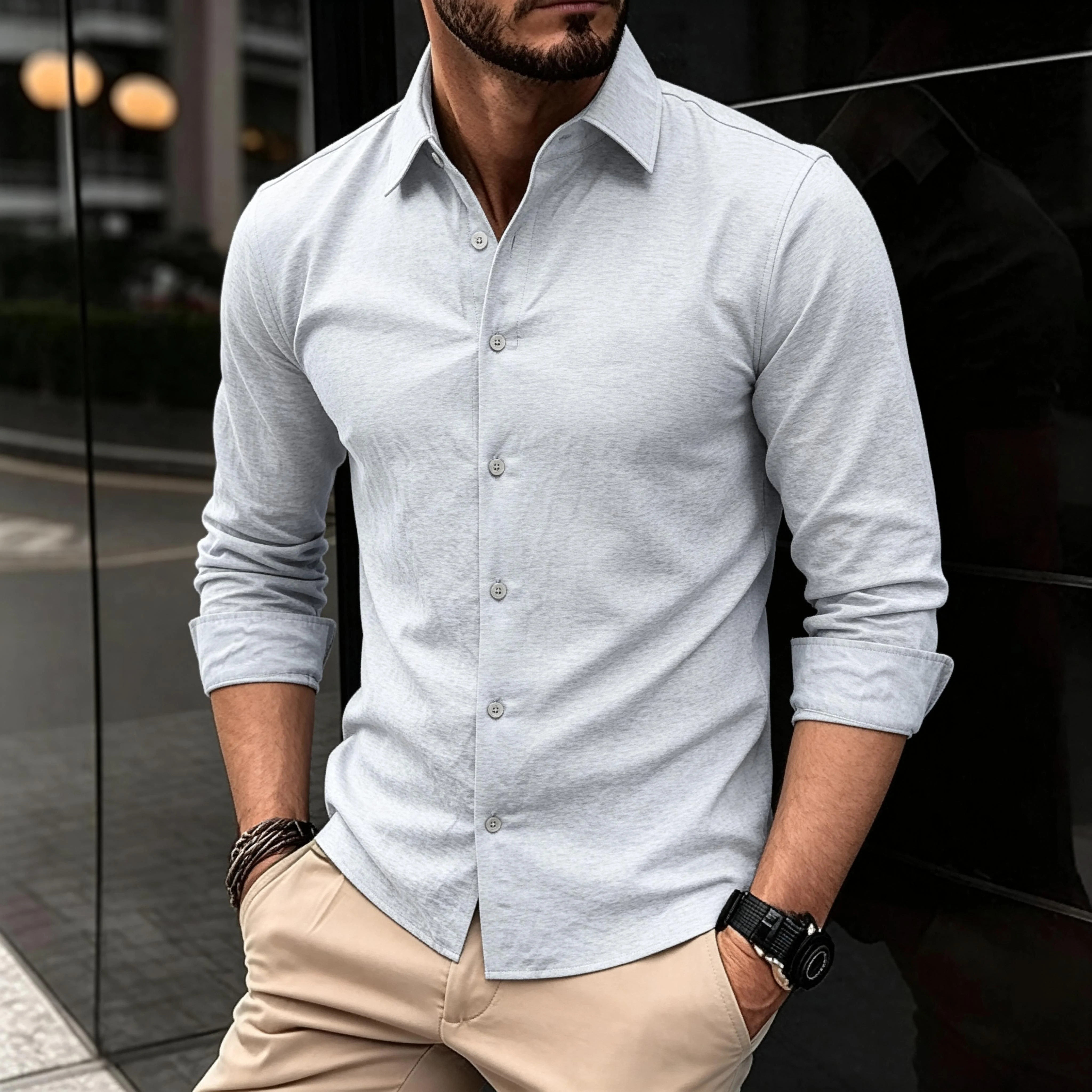 AIOPESON Herren-Langarmhemd aus Baumwolle, Button-Down-Hemd aus Leinenmischung, weich, lässig, einfarbig, für Frühling und Herbst, Alltagskleidung