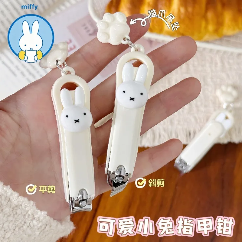 Kawaii Miffy Rabbit Nail Clippers Student Outdoor Nail Clippers Flat Mouth Oblique Mouth Table Top Daily Nail Clippers