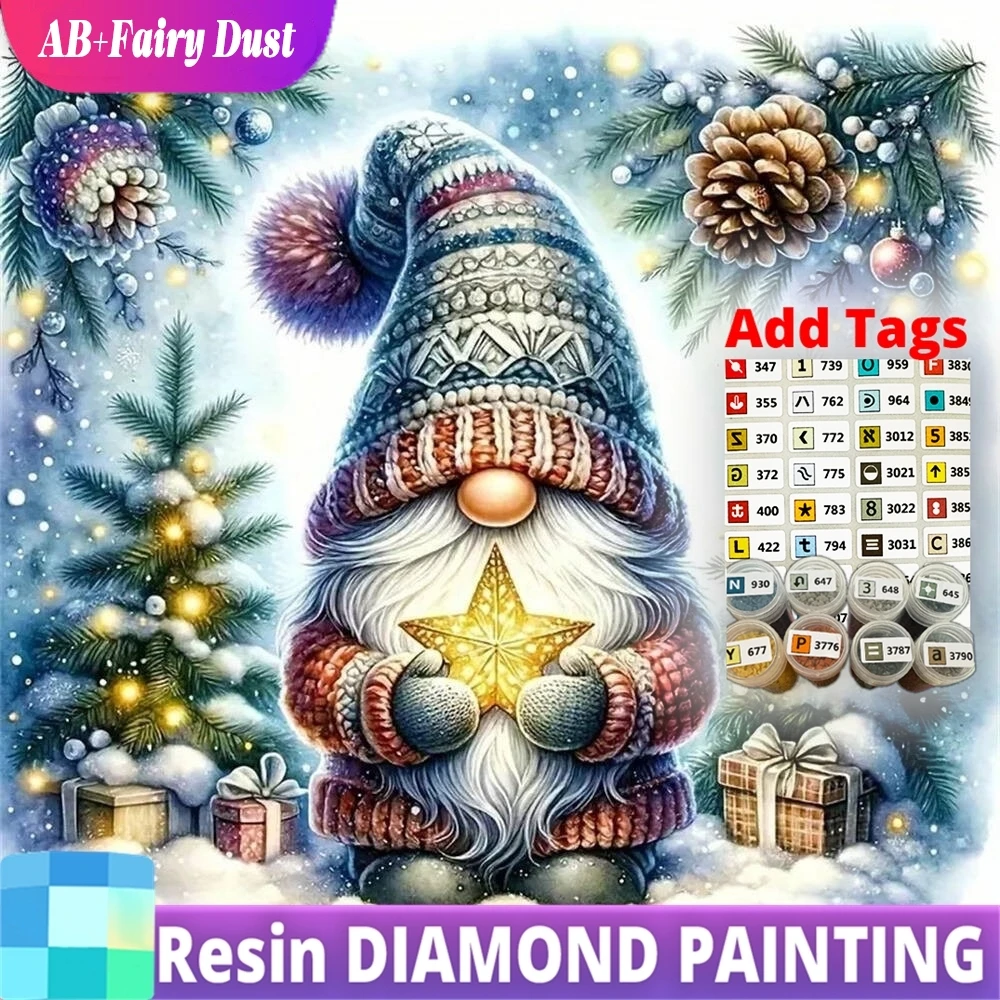 

Смола AB Фея Пыль 5D DIY Портрет Алмазная картина Гном Подходит для начинающих Санта-Клаус Мозаика Зимняя вышивка Дерево Чри