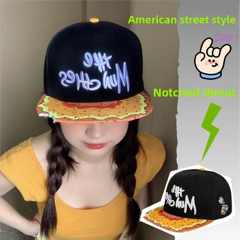 

Flat Bill Visor Letter Embroidered Snapback Hat Adjustable Brim High Top End Color Style Hip Hop Men's Baseball Trucker Dad Hat