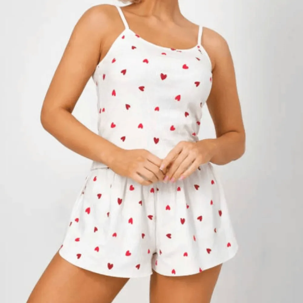 Printed sleepwear, home care camisole shorts, casual and cute elastic groove strip women's home clothes