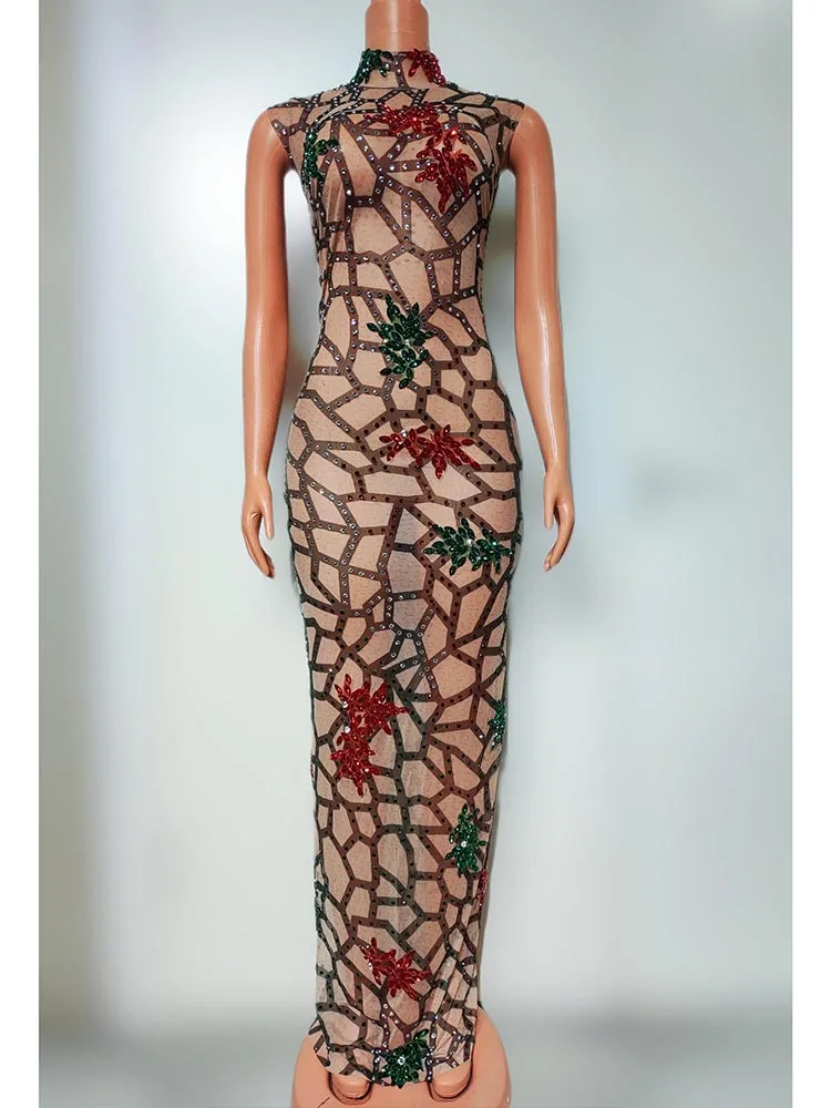 

High Quality Hot Stamping Sexy Mesh Printed Dress 2024 New Fashion Custom Women'S Clothing