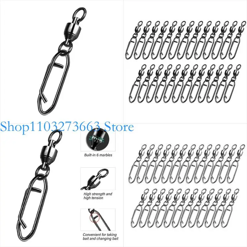 

652F 25Pcs Bearing Swivels Clip Power Clip Swivels Clip Swivels Speed Clip for Saltwater Fishing