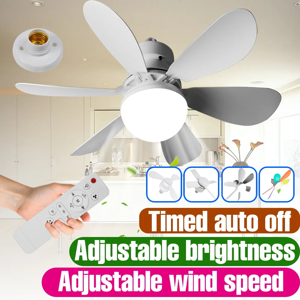 35W LED Fan Lamp E27 Ceiling Silent Fan Light 3/4/6Blades With Remote Control Dimmable Bedroom Living Room Study Room Apartment