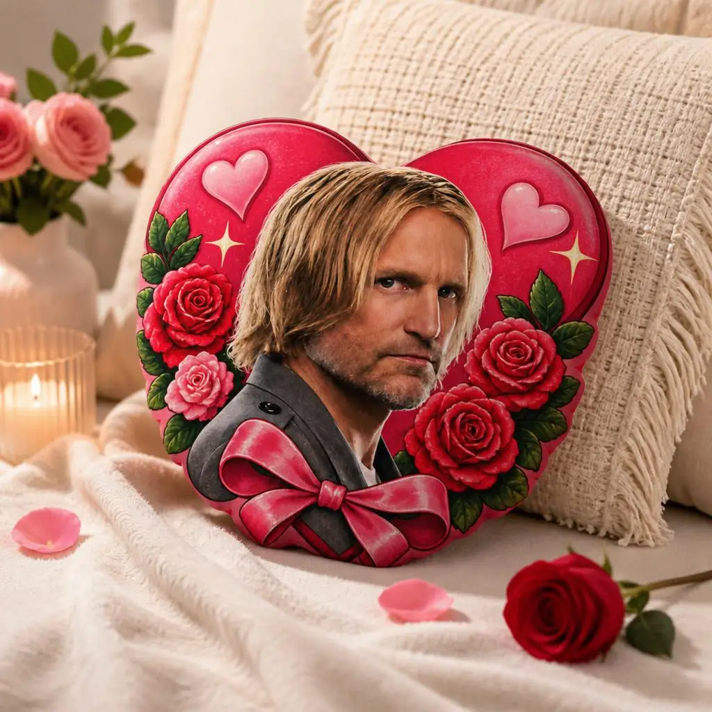 2D Flat Haymitch Abernathy Heart Shaped Plush Pillow Sunrise on the Reaping Fan Cushion Romantic Throw Pillow Home Decor Sofa