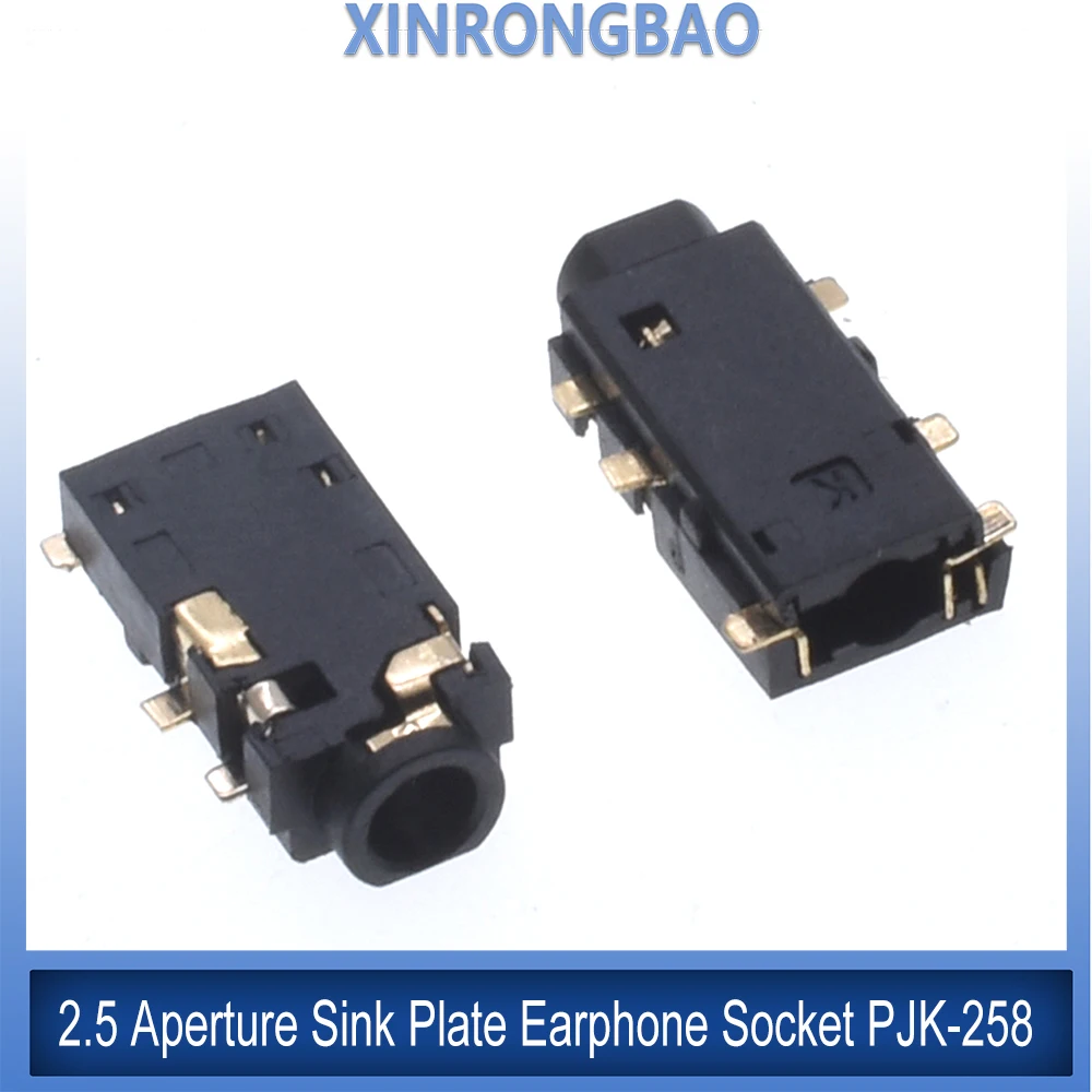 10Pcs PJ-242 Mini black sink headphone socket 2.5mm aperture connector 6-pin patch mono audio accessory PJ258 female socket