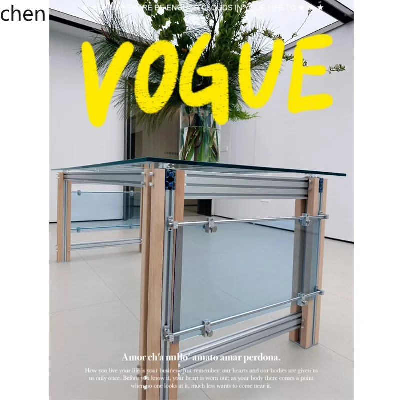 b7- Aluminum Profile Glass Desk Personalized Creative Acrylic Office Computer Desk Dining Table