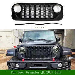 2007-2017 For Jeep Wrangler JK Upgrade Grill JK Style New Design Decoration Black Front Bumper Mesh Grille Racing Grills