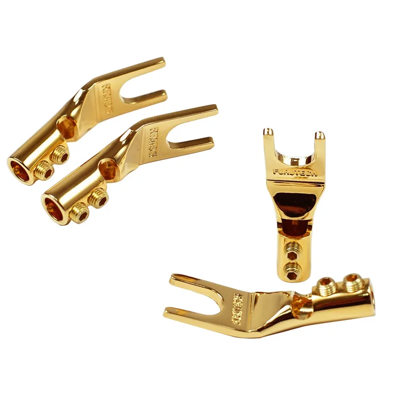 4 Stück/FURUTECH FP201 rhodiniert vergoldet Fever Lautsprecher Lautsprecherkabel Y-Yoke-Stecker