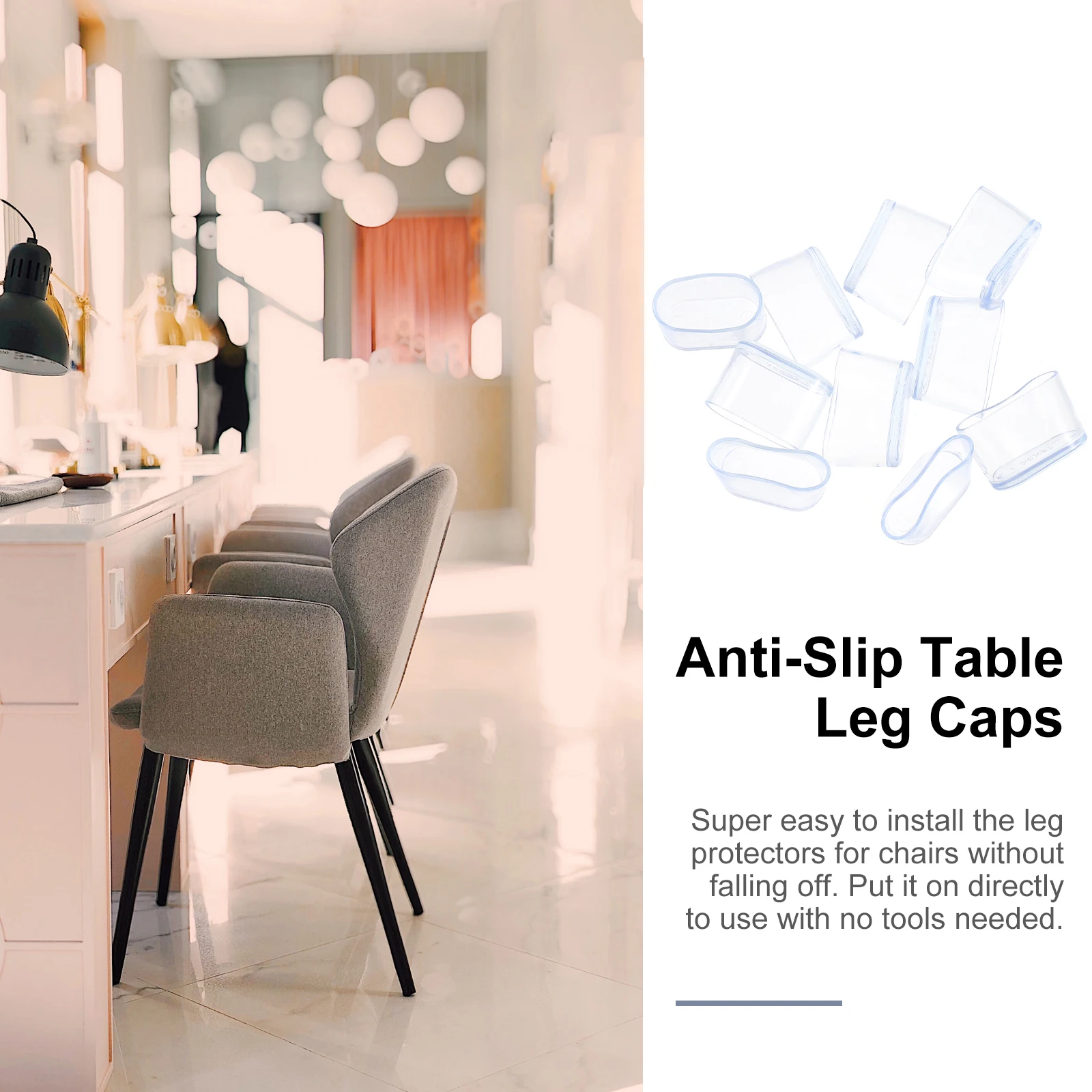 

10 Pcs Anti-slip Table and Chair Leg Covers niture Thicken Chairs Feet Pads Rubber Foot for Transparent Legs Caps