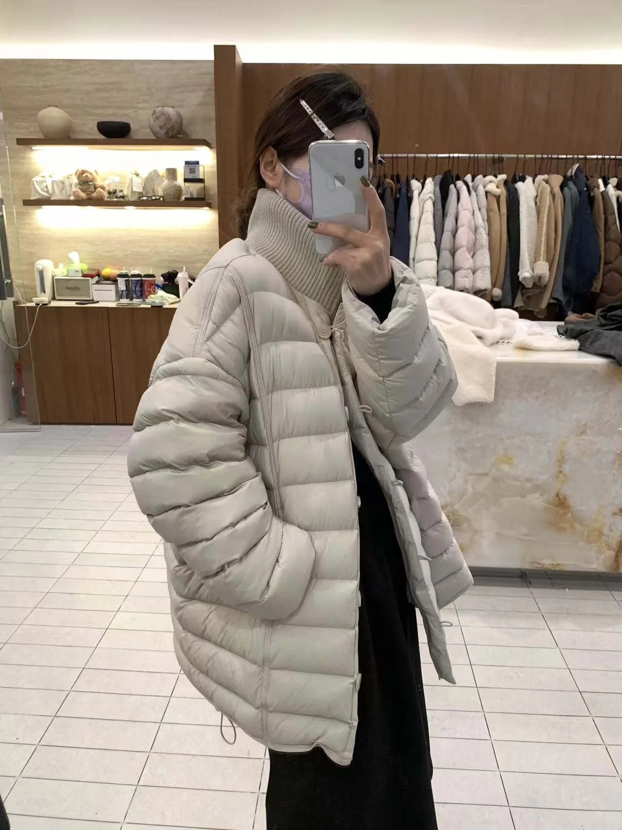 

Autumn Winter Knitted Du down Jaet Stand Collar Button up ell 90 White Du Feather Vest Y2584 Women's Cotton Jaet