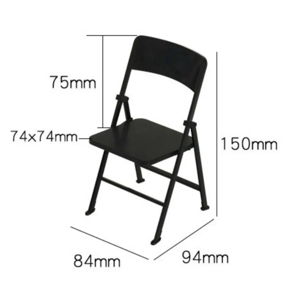 Scense Props 1/6 Scale Chair Fit 12-inch Action Figure Dollhouse Folding Chair Mini Furniture Black Miniature Models Chair