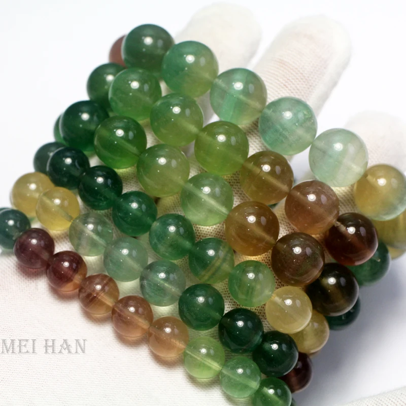 Prestyle Meihan AAA Natural Watermelon Fluorite Smooth Round Loose Beads Bracelet For Jewelry Making Design Gift