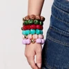 Acrylic Square Beads Elastic Bracelets for Women Boho Irregular Stone Shape Beaded Handmade Bracelet Bangle Retro Jewelry Gifts