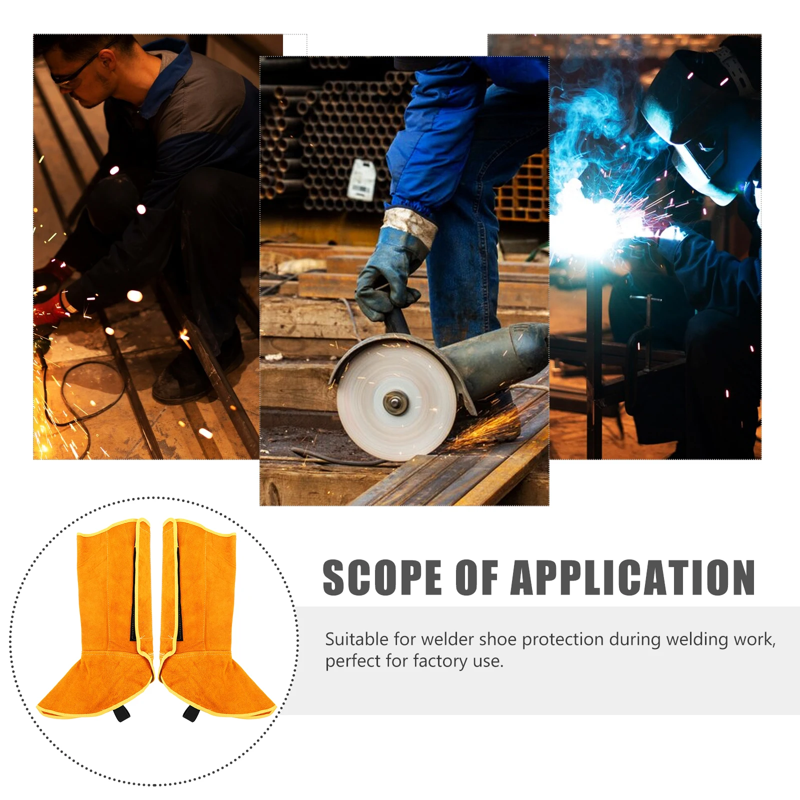 

1Pair Welding Fireproof Shoe Leg Covers Cowhide Material Heavy Duty Welder Boot Protective Covers for Factory Work Safety