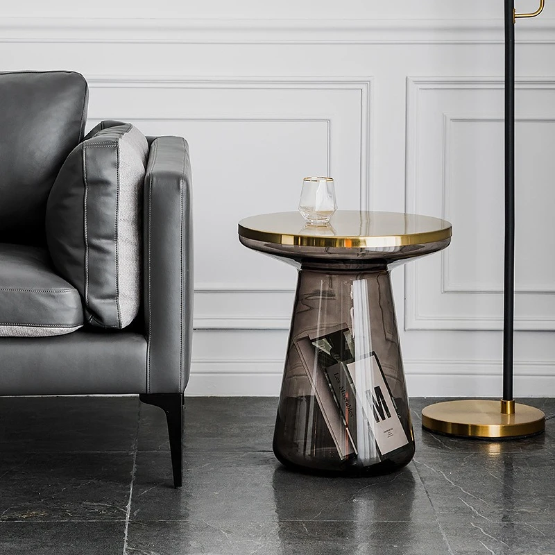 Modern creative round glass simple corner few home sofa edge few