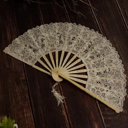 Hand Held Folding Fans Openwork Lace Lightweight Fans for Wedding Supplies