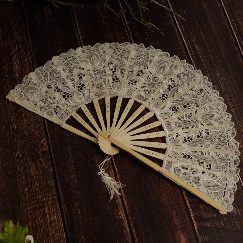 Hand Held Folding Fans Openwork Lace Lightweight Fans for Wedding Supplies