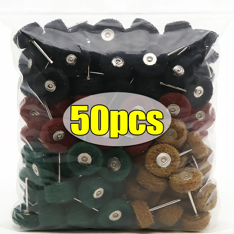 50/10pcs Mini Drill Abrasive Brush Nylon Buffing Polishing Wheel Sanding Head Scouring Pad Electric Grinder Brushes Rotary Tools
