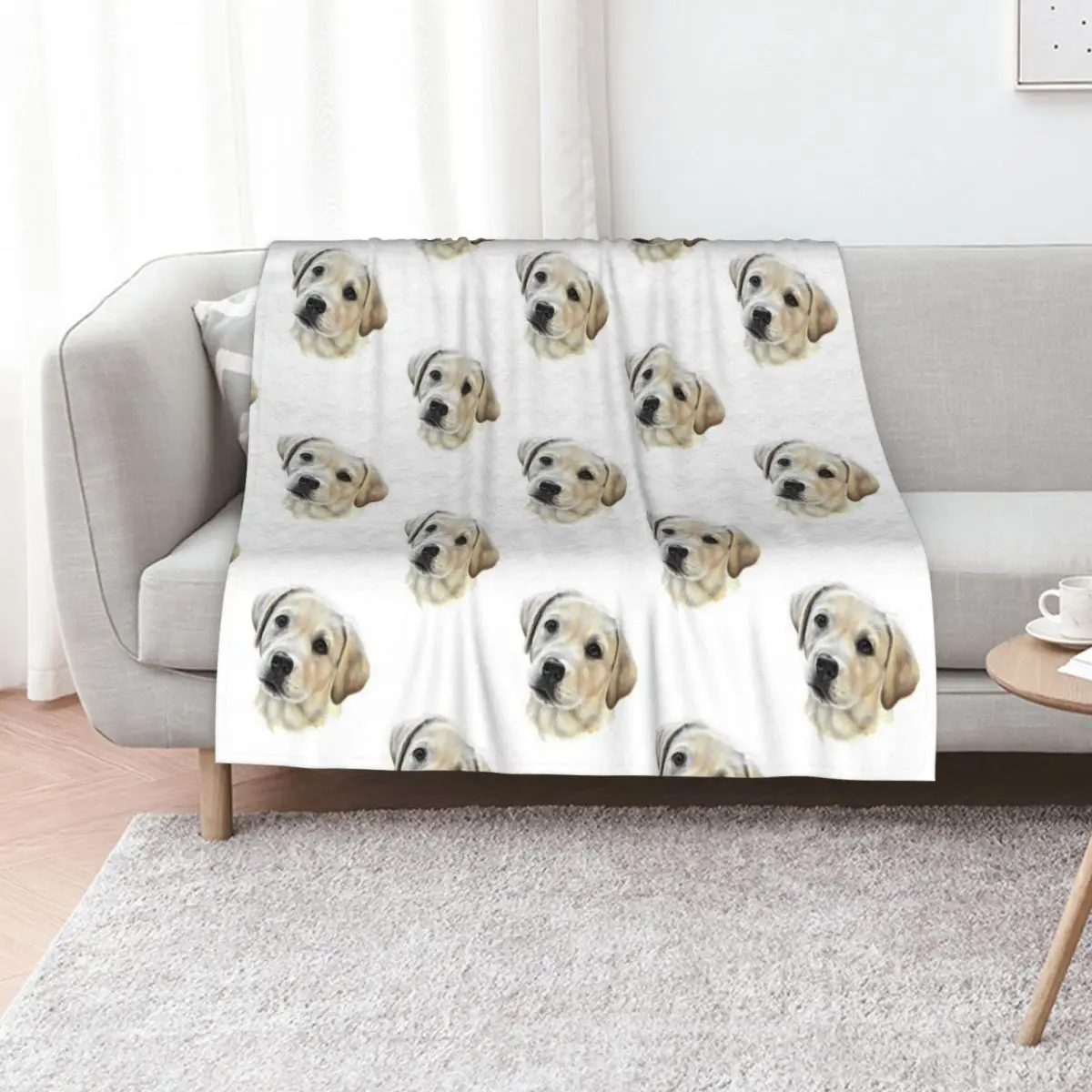 Golden labrador puppy Throw Blanket Thins Bed Fashionable For Decorative Sofa halloween Flannels Plush Blankets