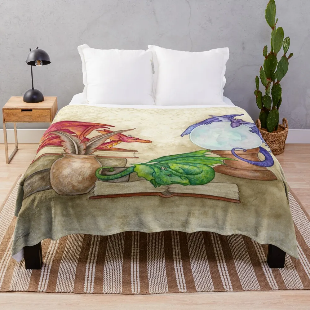 

Dragons In The Library Throw Blanket Thermals For Travel Weighted Designers Thins Blankets