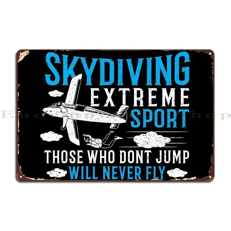 Skydiving Extreme Sport Metal Sign Mural Cinema Wall Decor Character Create Tin Sign Poster