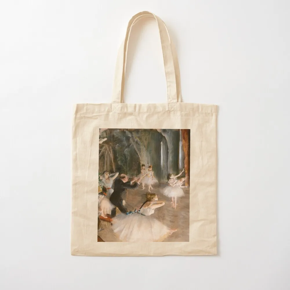 

Ballet Class - The Rehearsal Onstage painting by Edgar Degas Tote Bag Handbags women Woman shopper bag Canvas Tote Bag