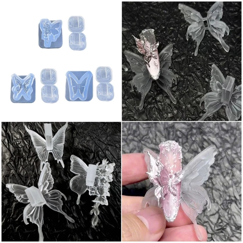 H7EB Multipurpose Butterfly Silicone Mold For UV Gel Nails Art Creative Jewelry Crafting With Seamless Demolding Design