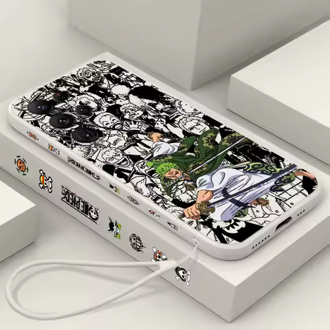 Anime Luxury Ones Piece For Samsung Galaxy S25 S24 S23 S22 S21 S20 Plus Ultra FE 5G Liquid Left Rope Cover Phone Case
