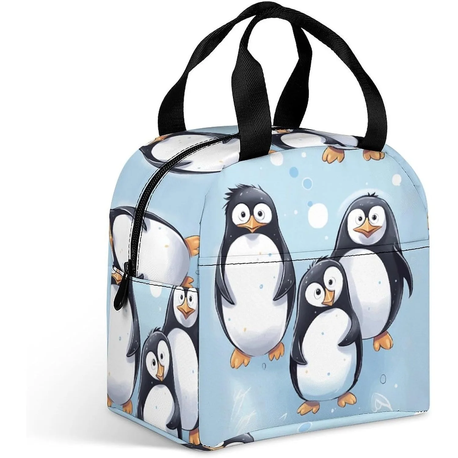 Lunch Box for Women Men, Cute Penguins Printed Insulated Lunch Bag Reusable Lunchbox for Work Picnic Or Travel