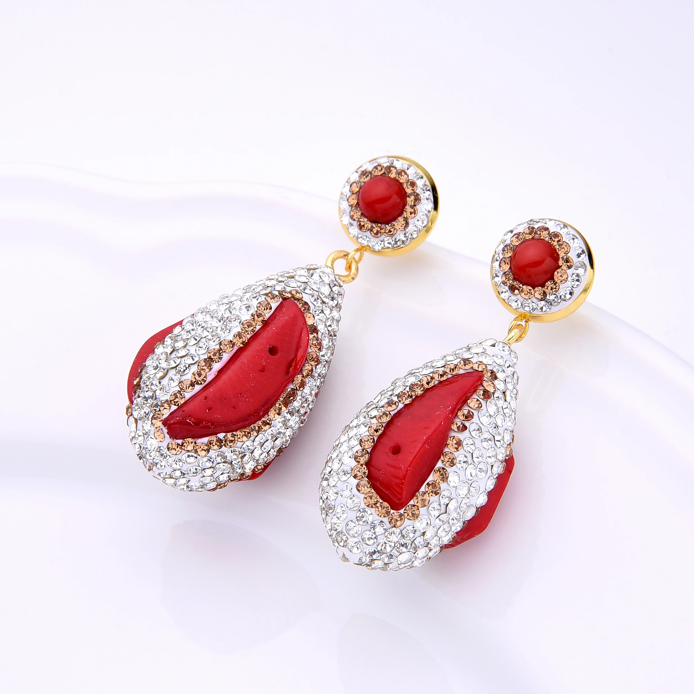 Fashion Statement Earrings 2023 Vintage Geometric Colour Rhinestone Earring For Women Charm Handmade Jewelry Birthday Party Gift