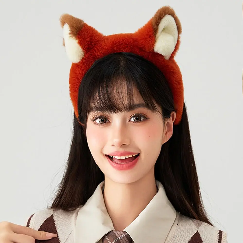 All-match Cartoon Plush Firefox Headband 2024 Advanced Makeup Washing Hair Band Cute Hair Accessories for Autumn Winter