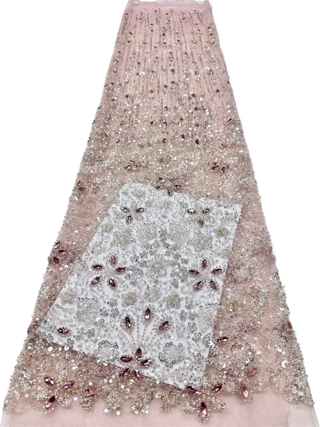 

African Tulle lace Fabric High Quality Heavy Stones Beaded Sequins Embroidery 2026 French Tulle Lace For Nigeiran Party Sewing