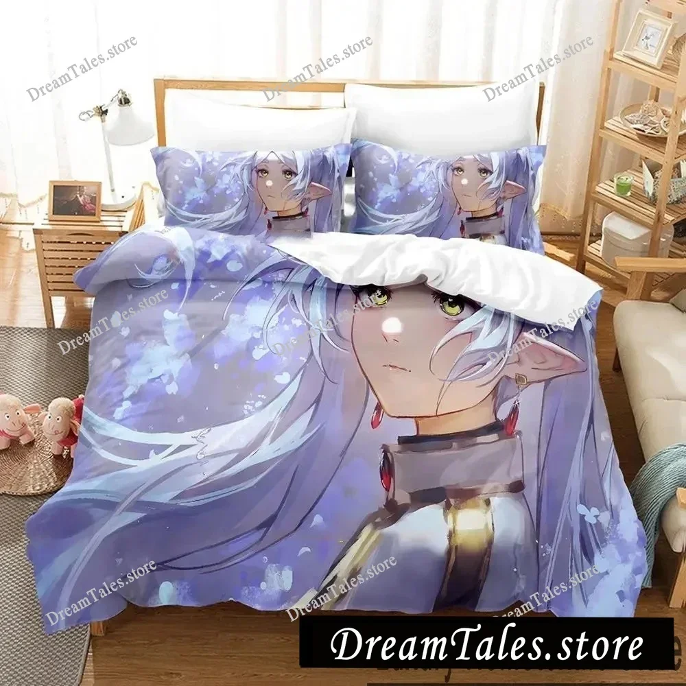 3D Print Anime Frieren Bedding Set Boys Girls Twin Queen King Size Duvet Cover Pillowcase Bed boys Adult Home Textileextile
