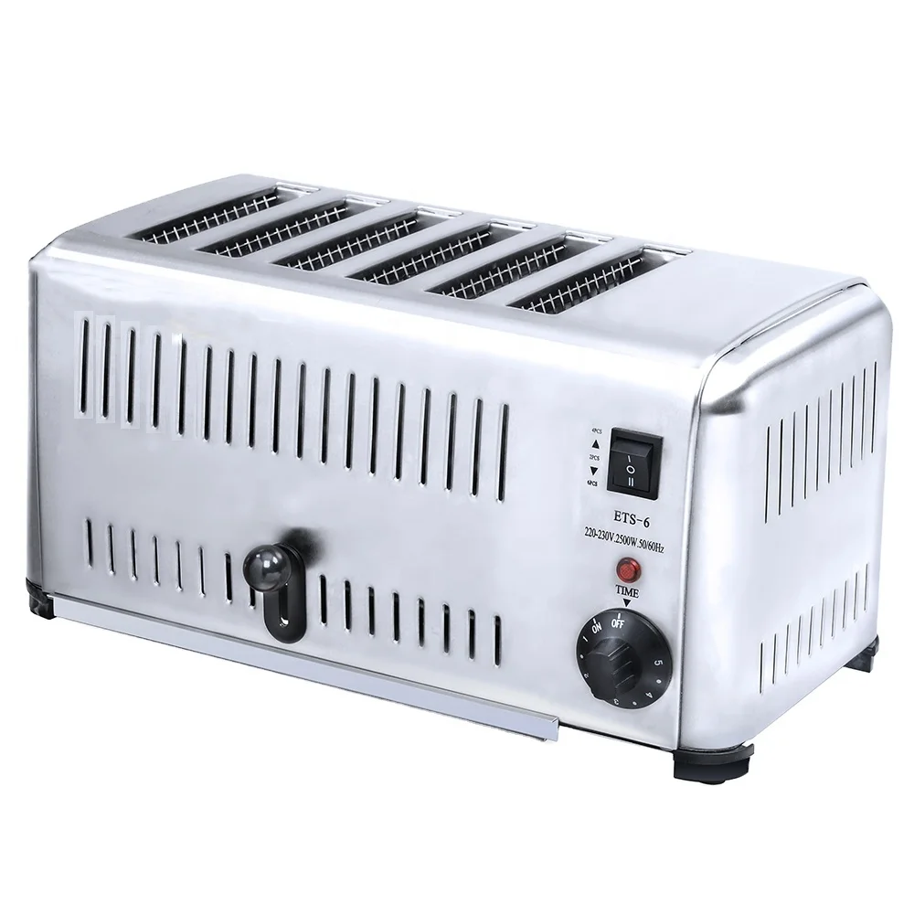 For Restaurants Kitchens 220V High Productivity 6 Pieces Capacity &2.45kW Automatic Stainless Steel Catering Toaster Machine