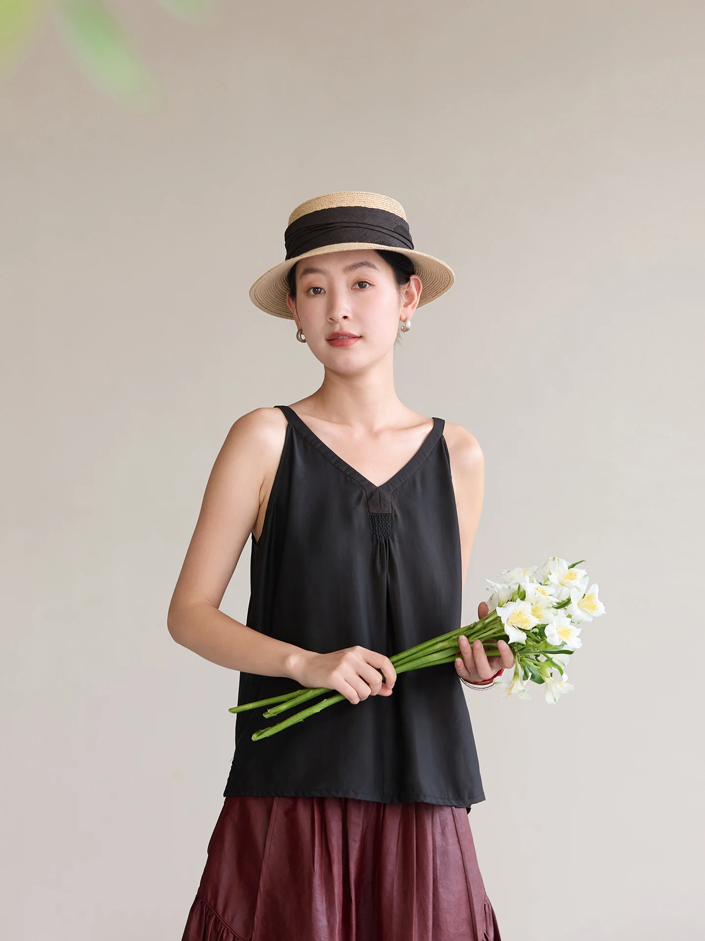 

Jiaojiao Original 24MM Spray Paint Embroidery Satin Design Heart Collar ter Vest Women's Faion Commute Sle Slim Fit