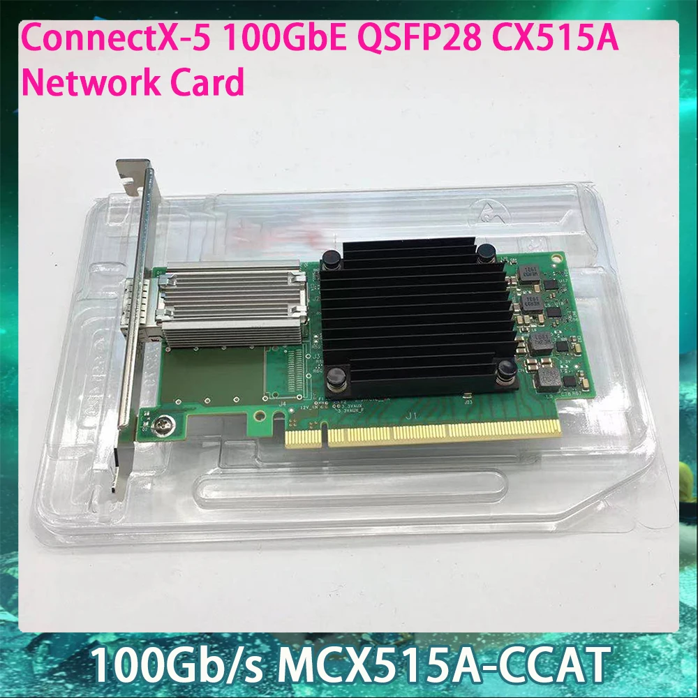 100Gb/s MCX515A-CCAT NIC For Mellanox ConnectX-5 100GbE QSFP28 CX515A Network Card Works Perfectly Fast Ship New