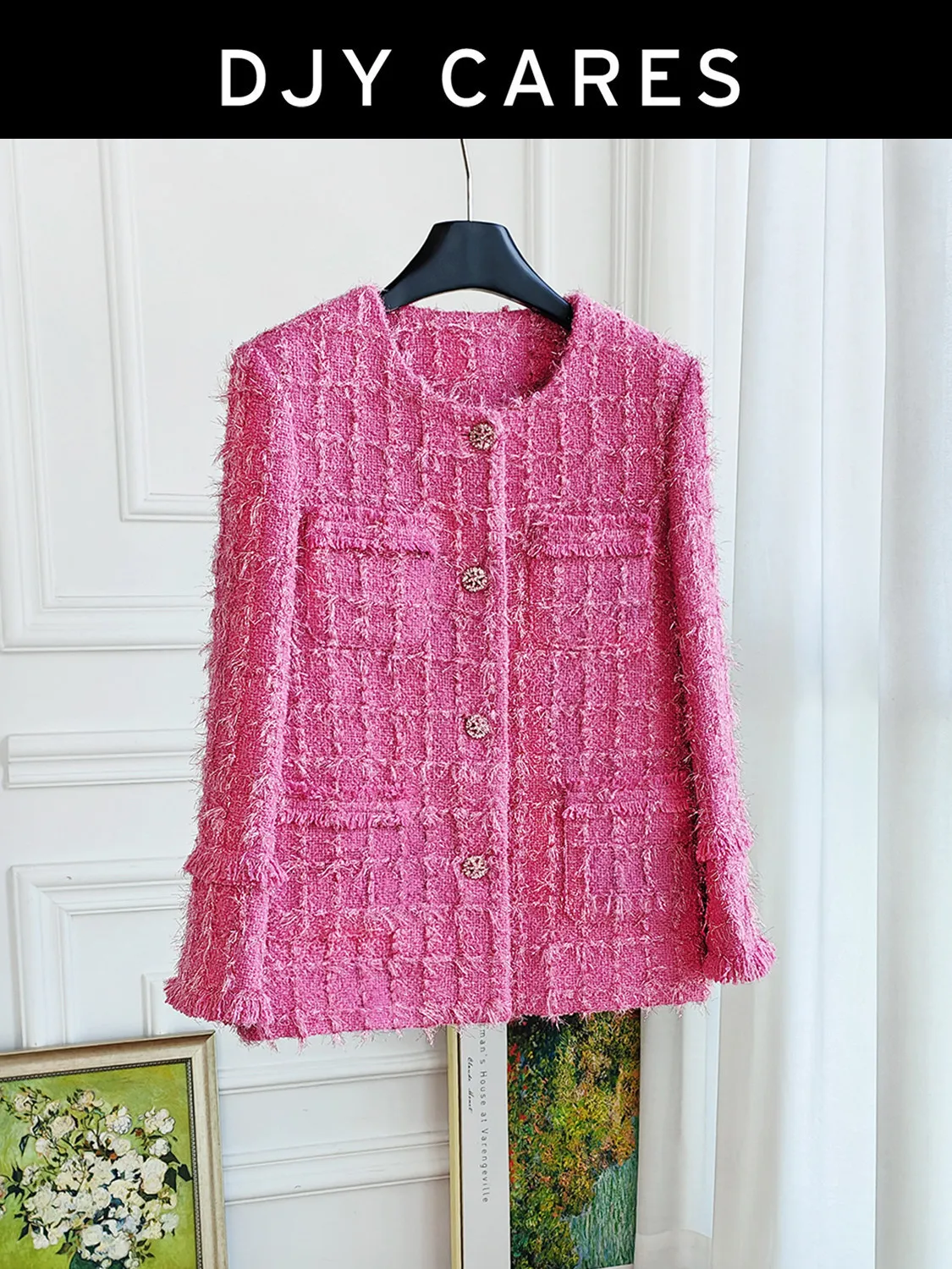 

Новая привлекательная розово-красная куртка с кисточками, топ средней длины, большой размер