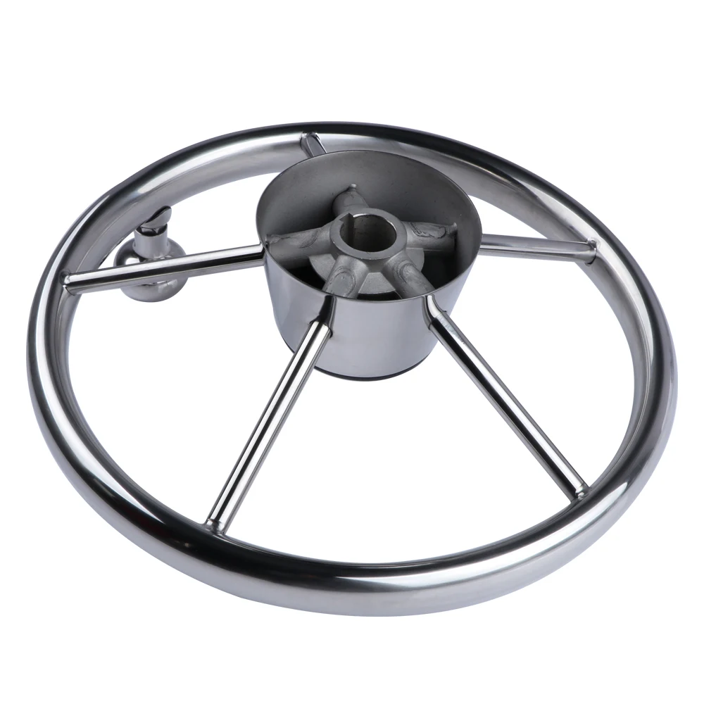 Boat Accessories Steering Wheel With Knob Stainless Steel 5 Spoke 25 Degree 11'' For Marine Yacht