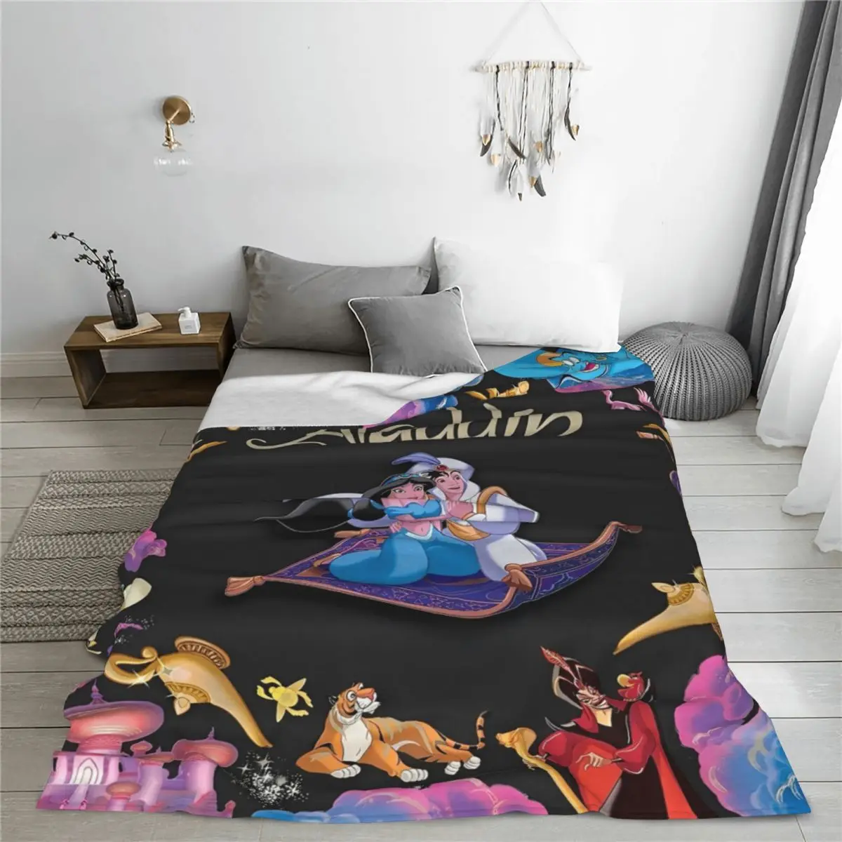 Aladdin Cartoon The Arabian Nights Knitted Blanket Flannel Princess Jasmine Soft Throw Blanket Bedding Throws Plush Thin Quilt