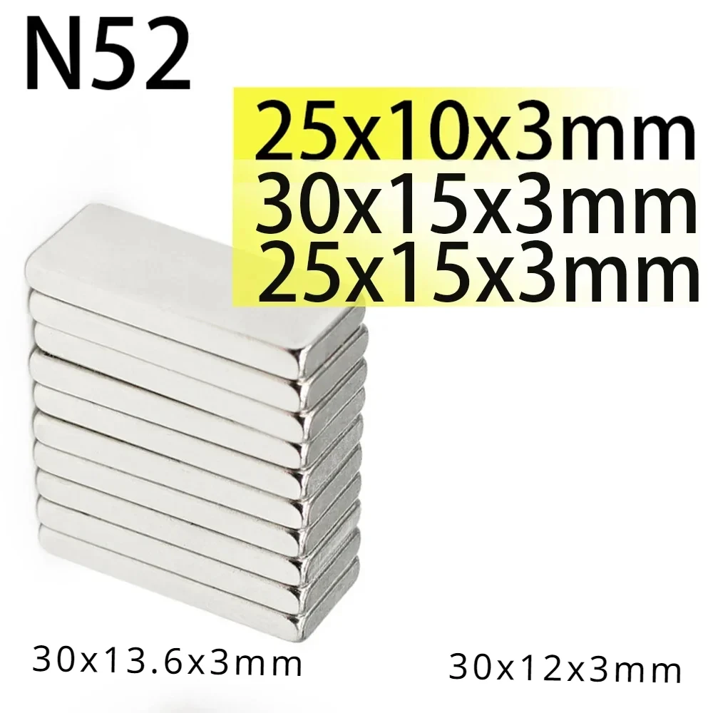 N52 30x15x3 25x10x3 25x15x3 30x13.6x3 Standard  Magnecit Square Neodymium Scooter Bar Block Strong Magnets Motor Generator