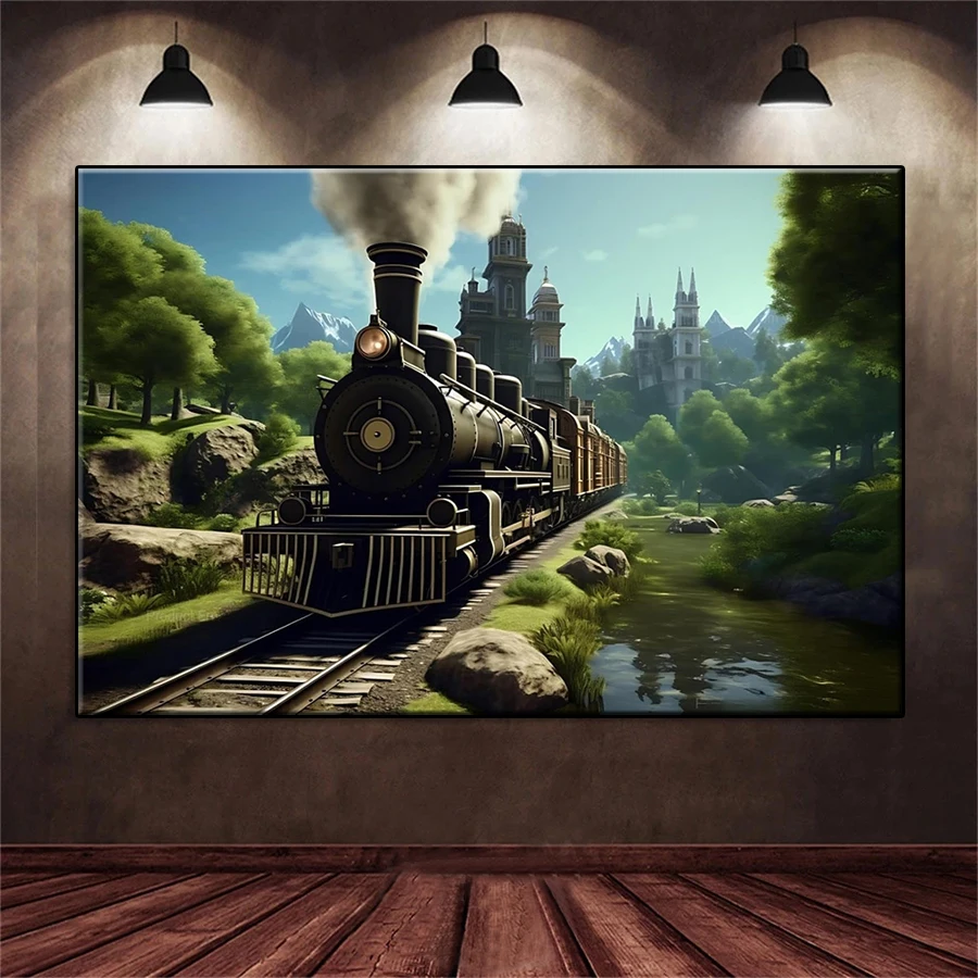 5D DIY Diamant Stickerei Volle Kits Retro Kunst Dampf Zug Landschaft Diamant Malerei Kreuz Stich Erwachsene Dekor Hause