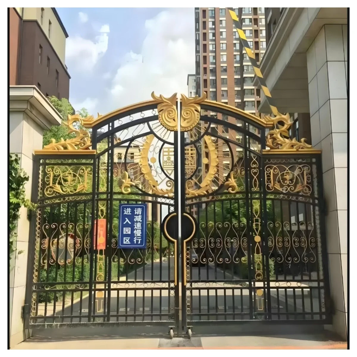 Home Garden Driveway Iron Gate Sliding & Swing Driveway Entrance Main Wrought Iron Gates