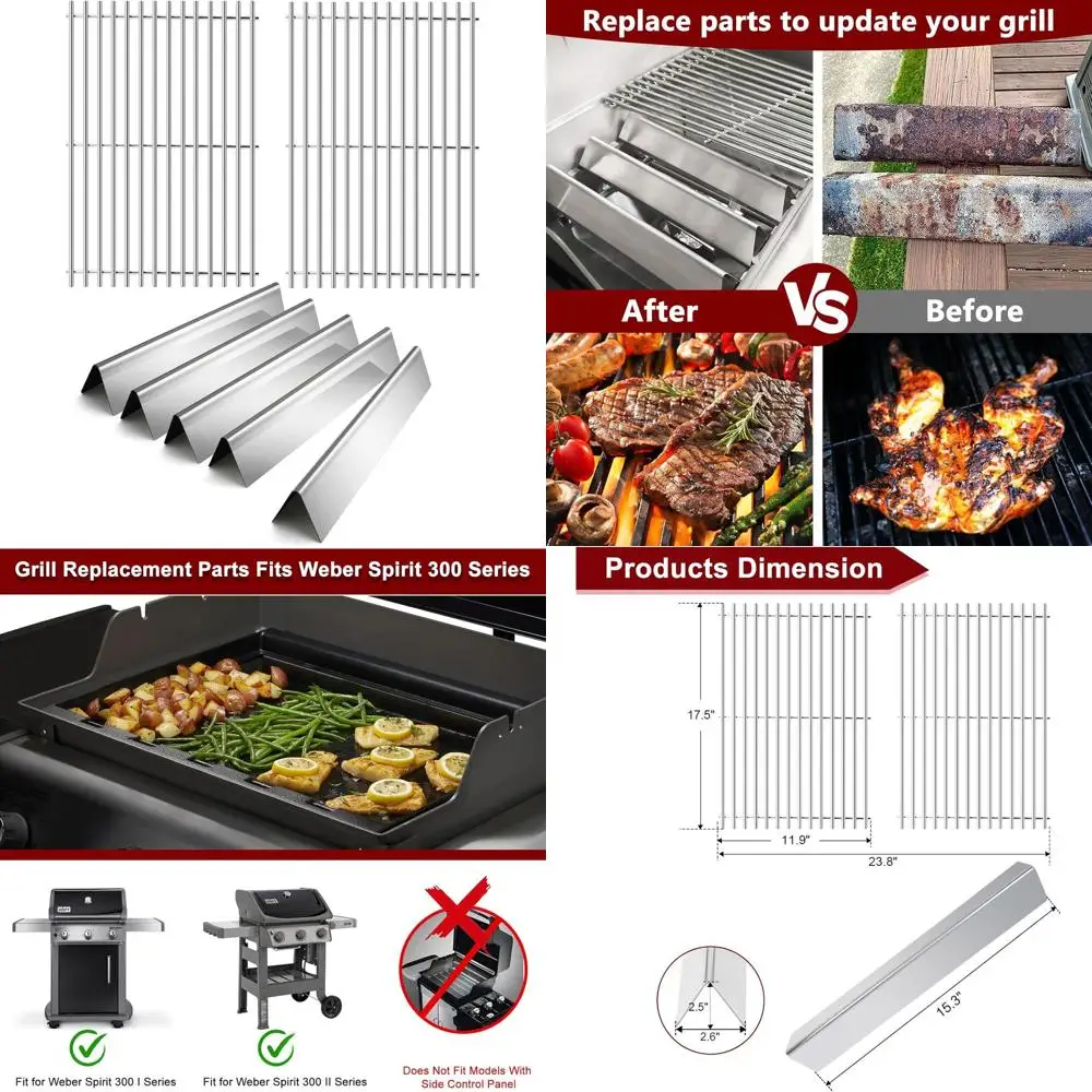 

Grill Replacement Parts for Spirit Series with Front Controls, Compatible with E310, E320, E330, S310, S320, S330, SP310, SP320,